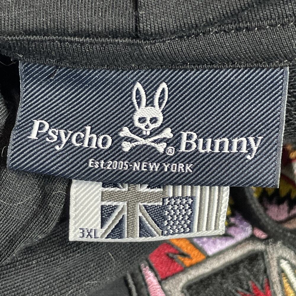 Psycho Bunny Black Hoodie with Colorful Patch Graphics - Picture 8 of 16